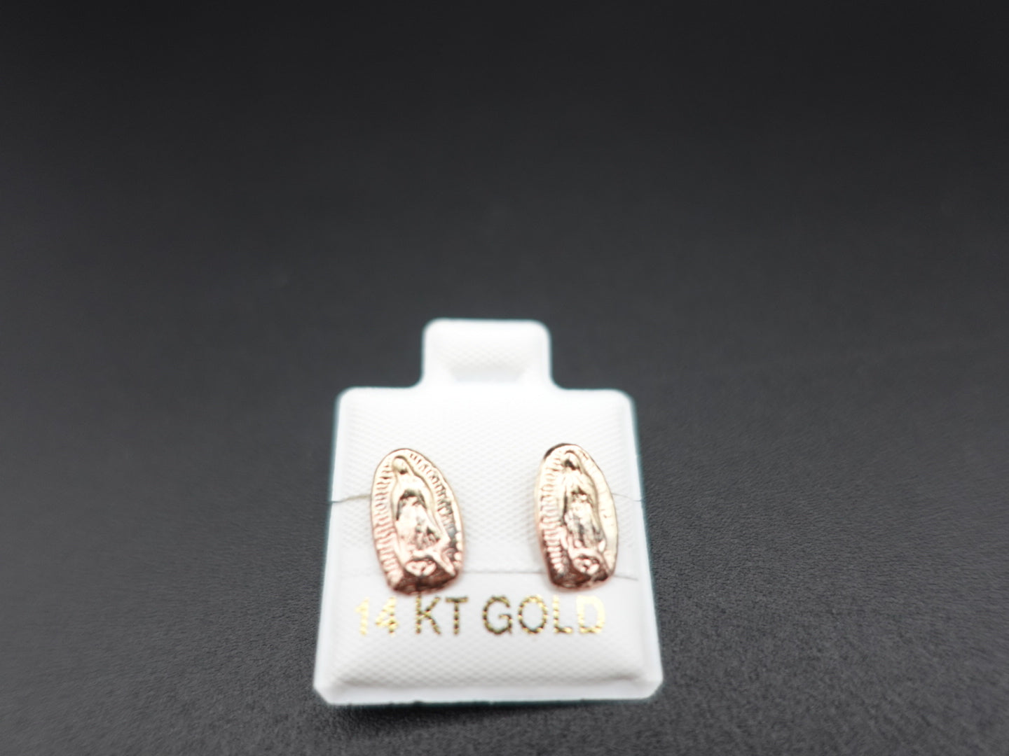 14KYellow Gold Three Color Virgin Mary Screw Back Earring