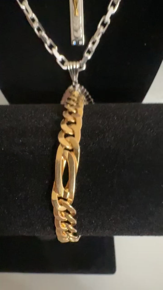 10K Fancy Figaro Bracelet 8in